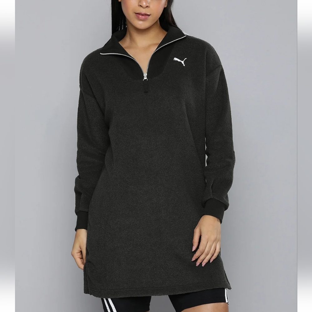 Puma Charcoal Zip-Up Sweater Runs Big